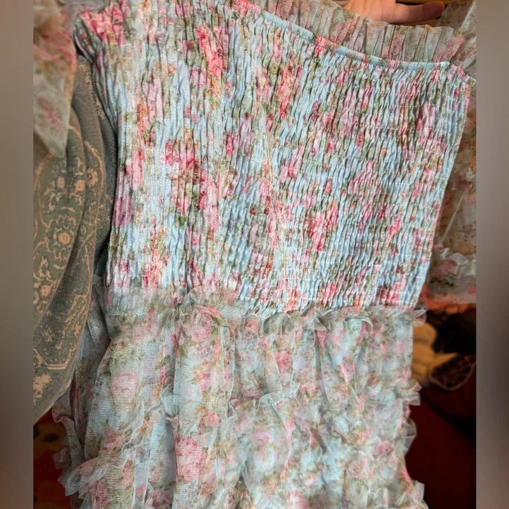 Beulah Style Floral Tulle Maxi Dress - Picture 7 of 12